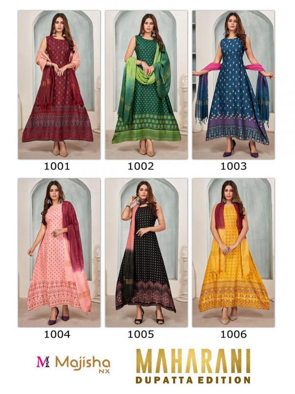 Majisha Nx Maharani 1 Rayon With Foil Print Kurti With Dupatta Collection 